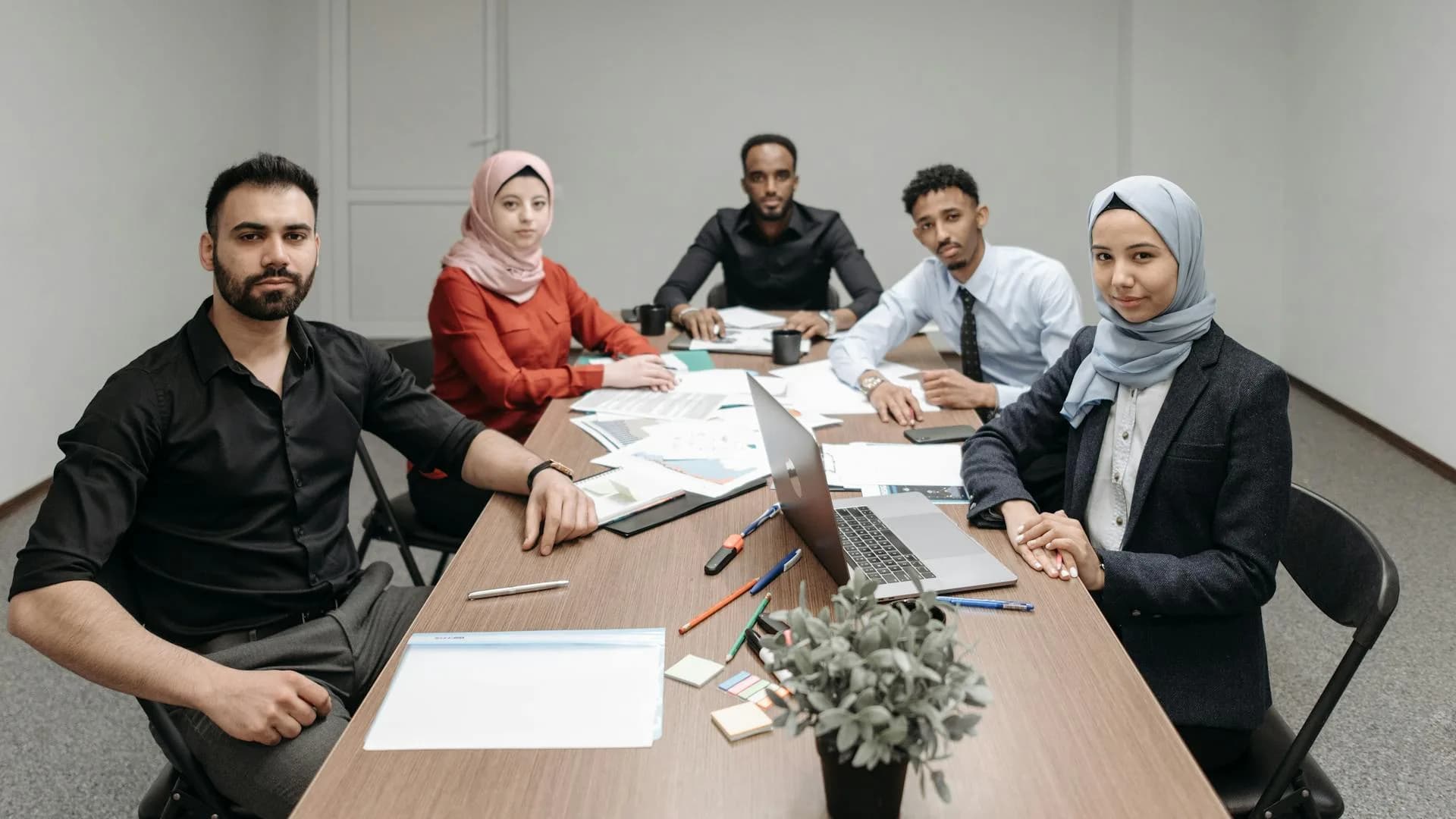 Team meeting in modern conference room