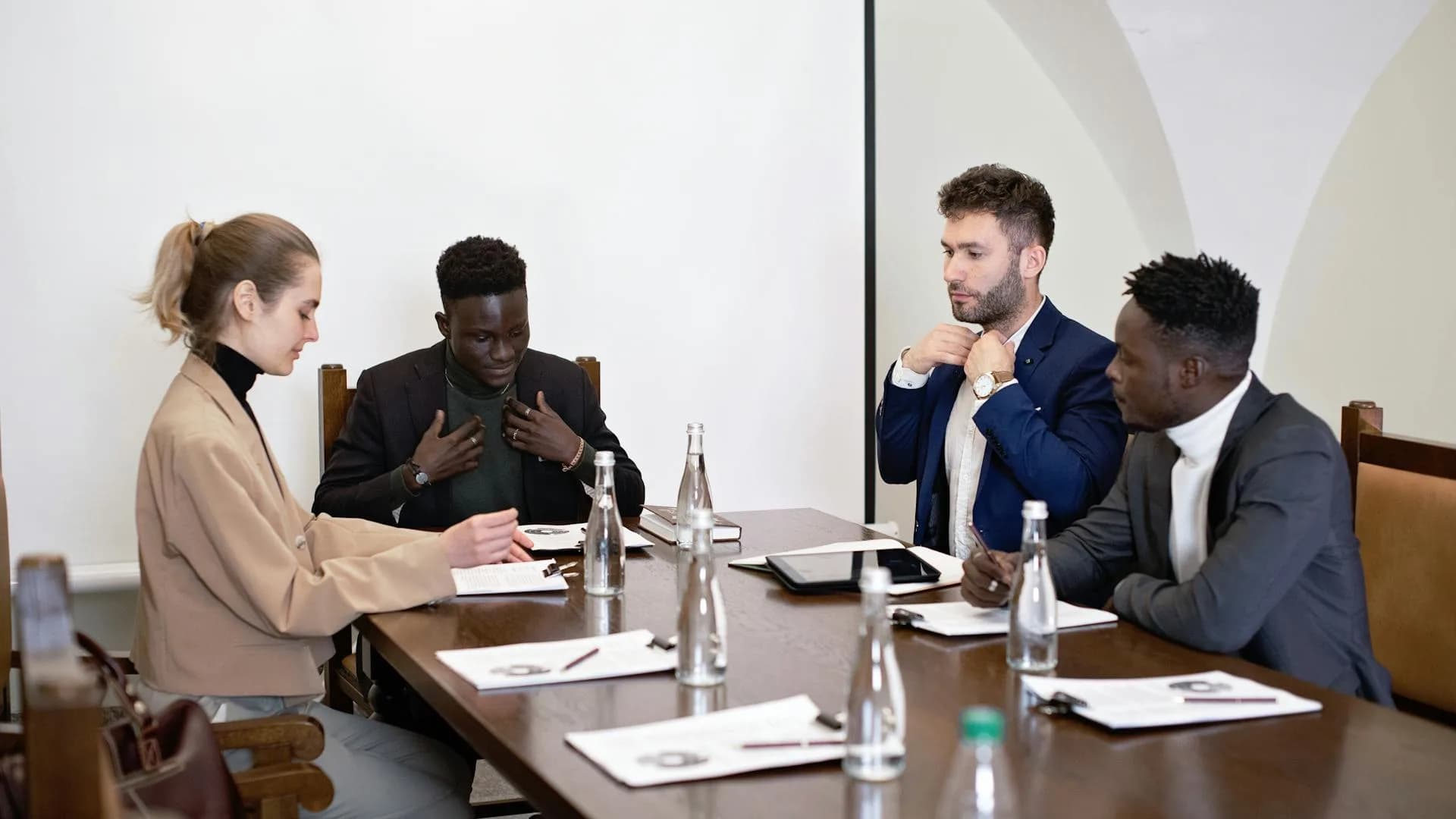Professional meeting in modern office setting