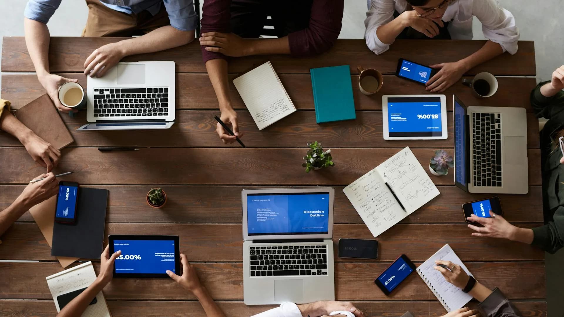 Team working together in a modern office
